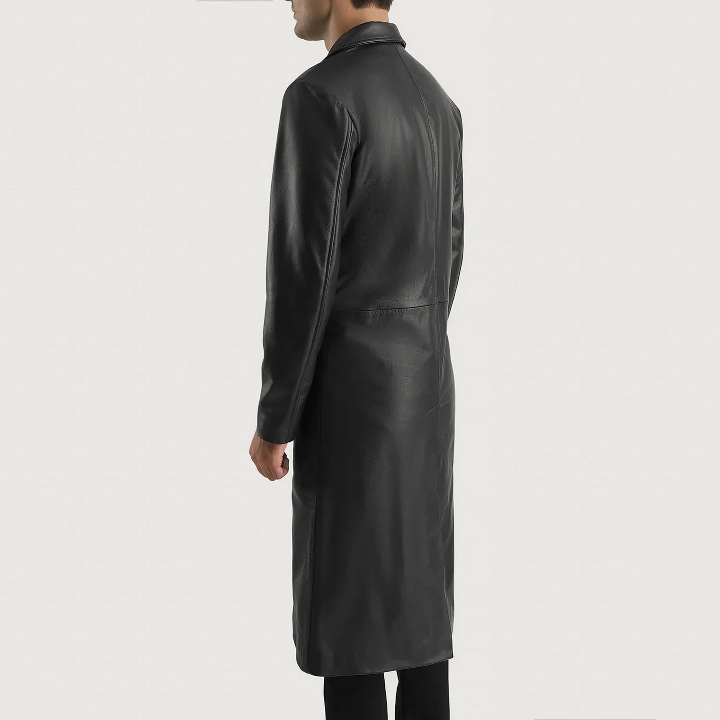 Mateo Black Leather Single Breasted Coat - Rare Leather