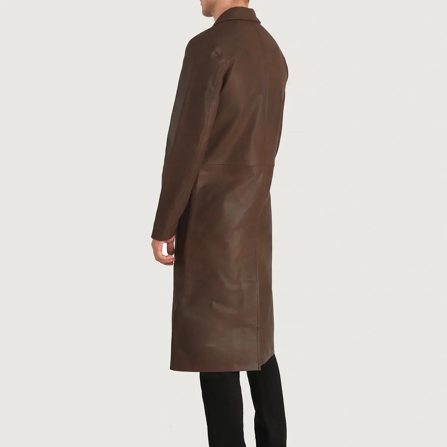 Mateo Brown Leather Single Breasted Coat - Rare Leather
