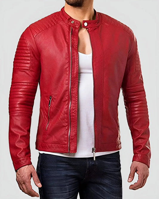 Mateo Red Quilted Leather Jacket - Rare Leather