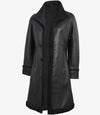 Maura Womens Real Leather Black Shearling Long Coat - Rare Leather