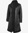 Maura Womens Real Leather Black Shearling Long Coat - Vox Leather