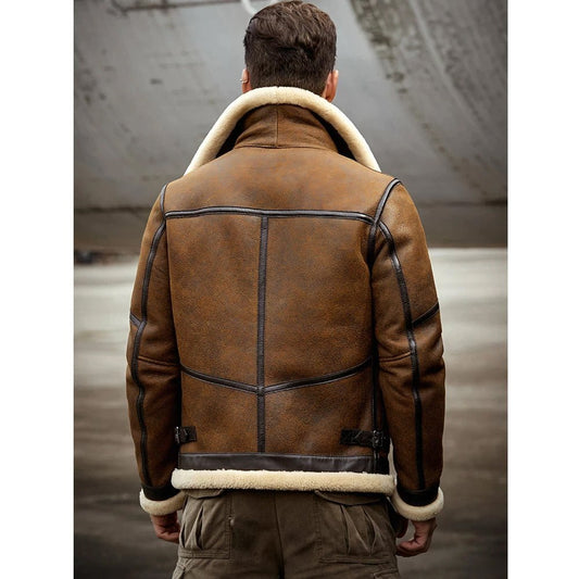 Men 2022 B6 RAF Flight Shearling Sheepskin Leather Jacket - Vox Leather