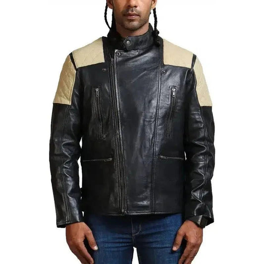 Men Black Brando Fashion Men Leather Jacket - Vox Leather