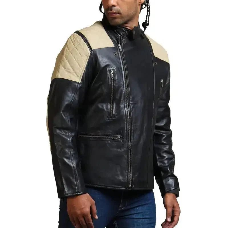 Men Black Brando Fashion Men Leather Jacket - Vox Leather