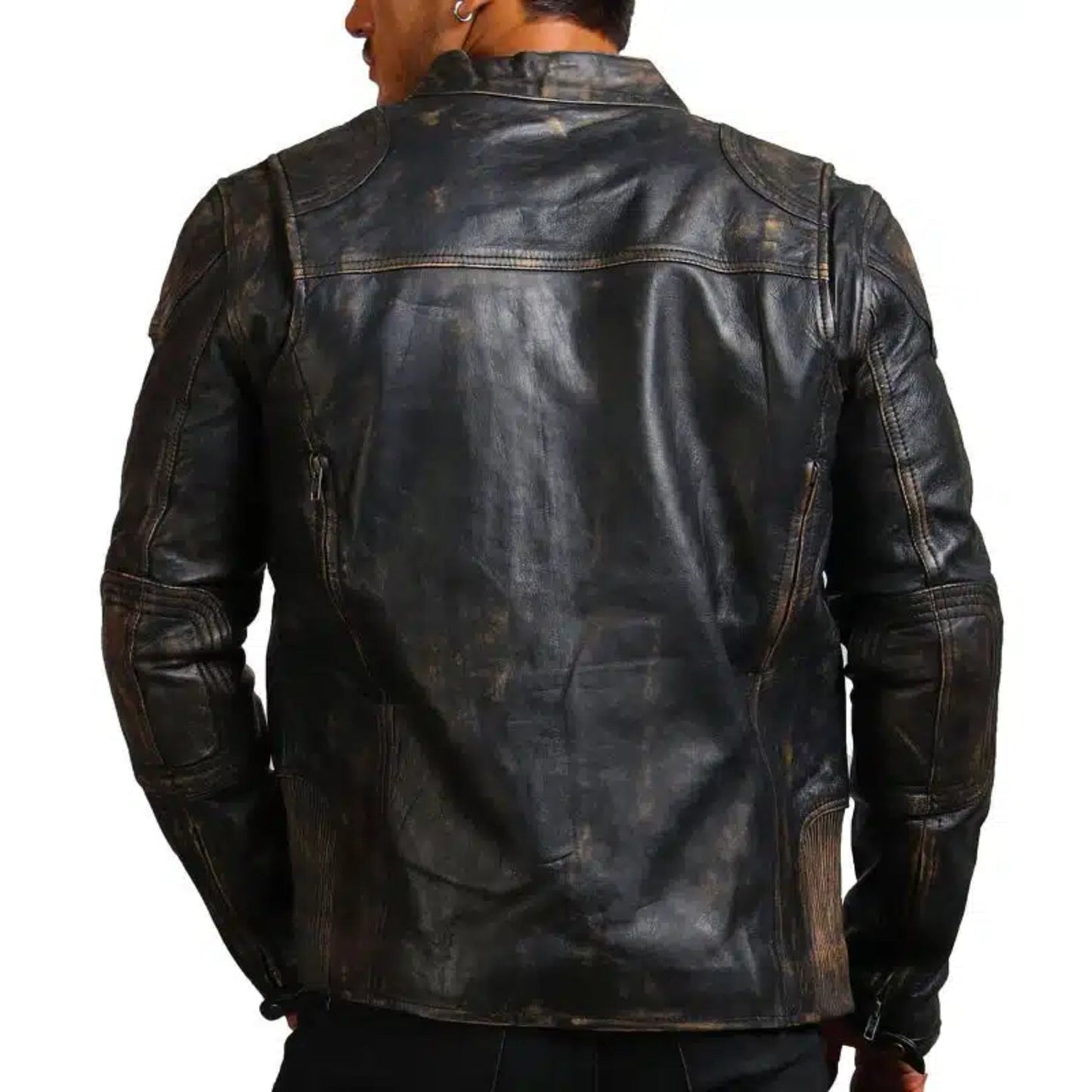 Men Black Motorcycle Leather Jacket - Rare Leather
