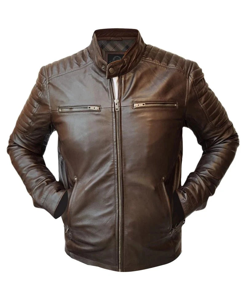 Men Handmade Slim Fit Leather Jacket - Rare Leather