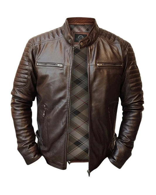 Men Handmade Slim Fit Leather Jacket - Vox Leather