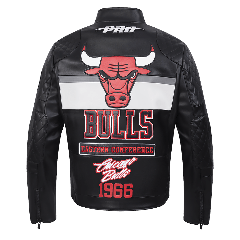 Men NBA Chicago Bulls Moto Jacket - Rare Leather Order Now !!