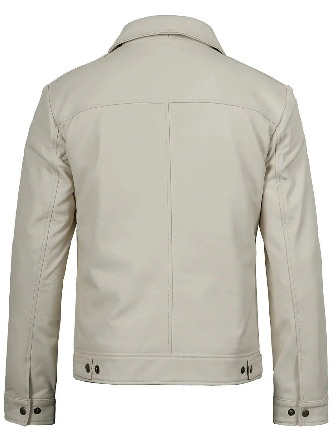 Men Off White Real Leather Harrington Jacket - Rare Leather