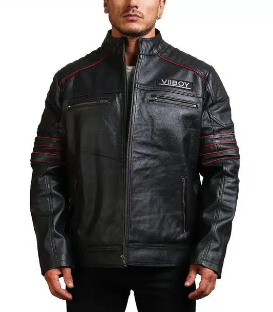 Men Sword Black Cowhide Leather Jacket - Vox Leather
