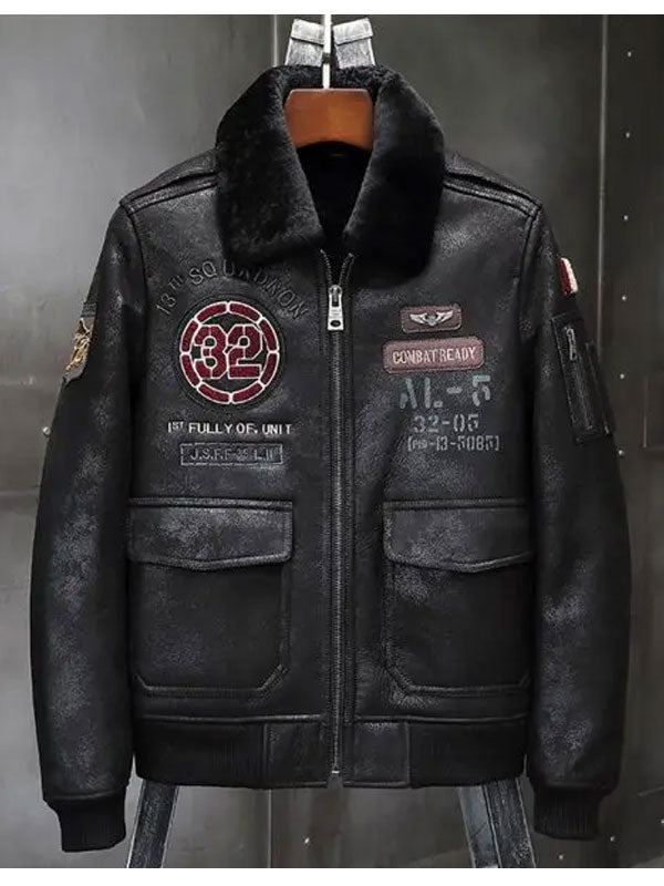 Mens Airforce Flight Coat Embroidered Jacket - Rare Leather