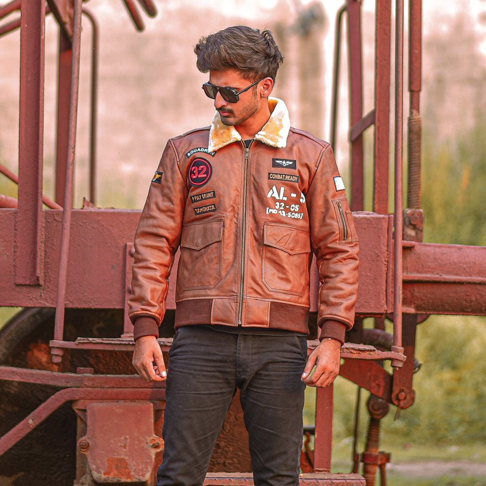 Mens B3 RAF Flying Fur Aviator Sheepskin Shearling Bomber Jacket - Vox Leather