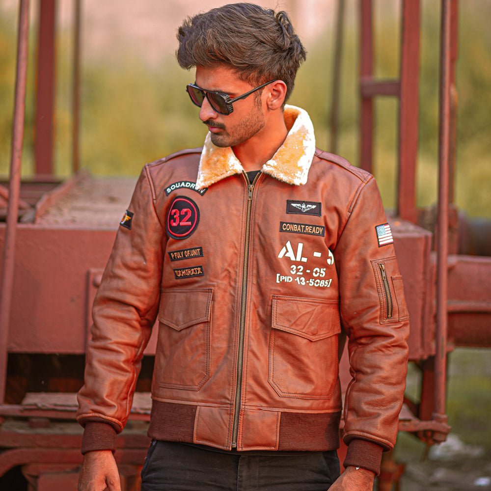 Mens B3 RAF Flying Fur Aviator Sheepskin Shearling Bomber Jacket - Vox Leather