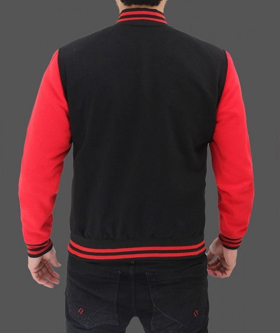 Men's Baseball Red and Black Varsity Jacket - Vox Leather