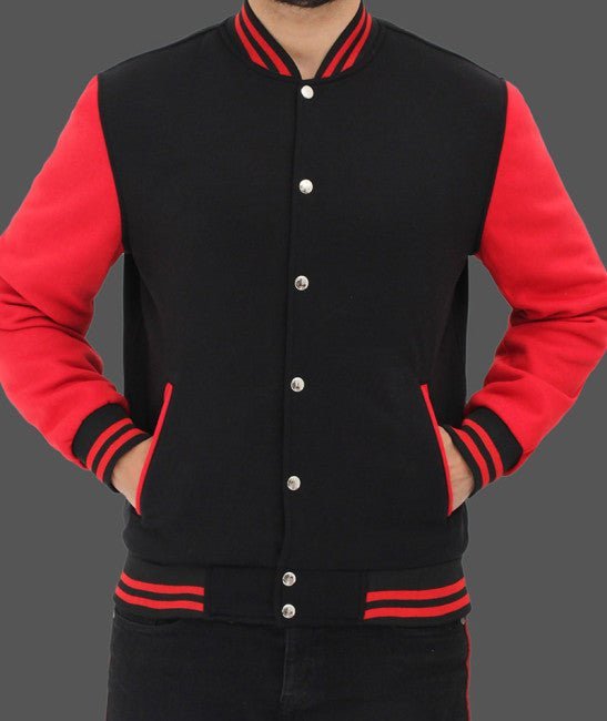 Men's Baseball Red and Black Varsity Jacket - Vox Leather