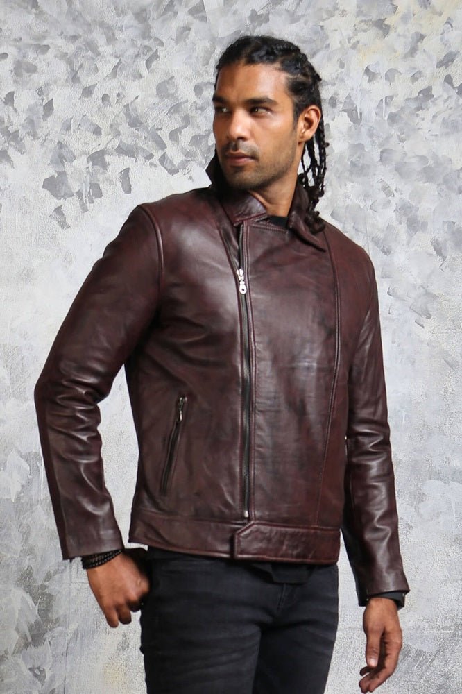 Men's Biker Brown Leather Jacket - Rare Leather