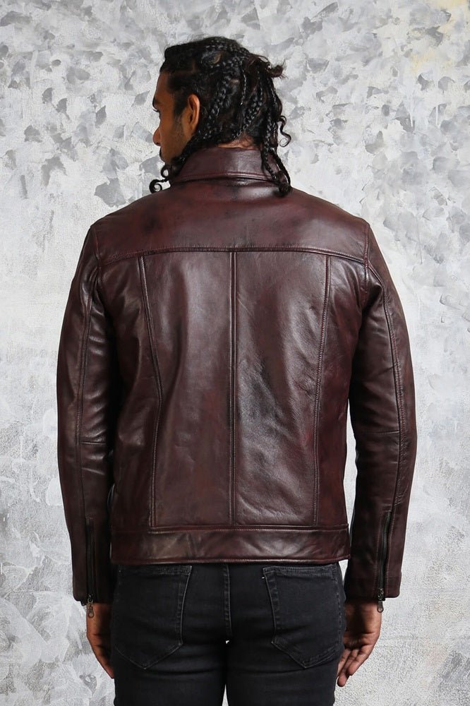 Men's Biker Brown Leather Jacket - Rare Leather