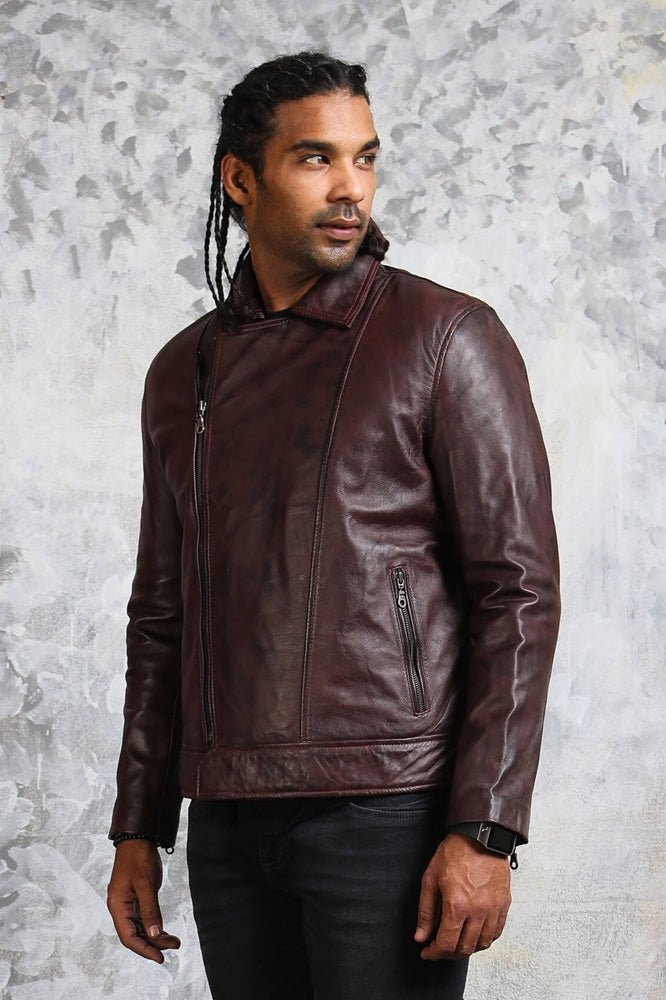 Men's Biker Brown Leather Jacket - Rare Leather