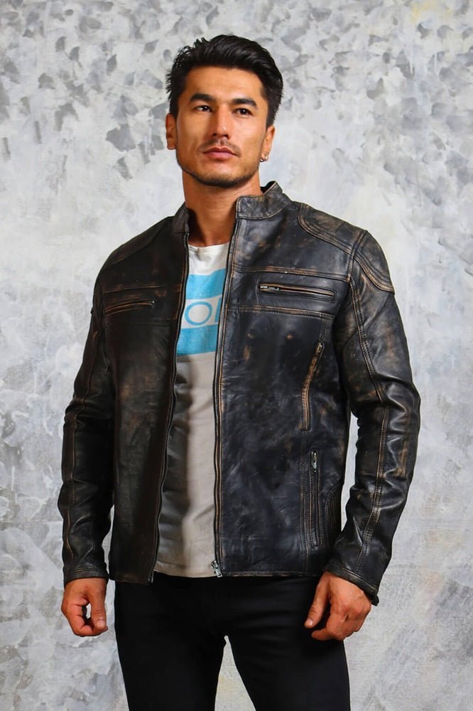Men's Biker Vintage Leather Jacket - Vox Leather