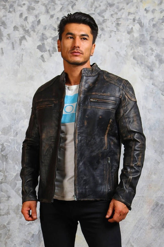 Men's Biker Vintage Leather Jacket - Vox Leather