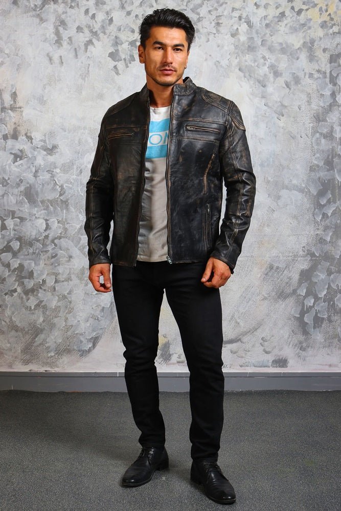 Men's Biker Vintage Leather Jacket - Vox Leather