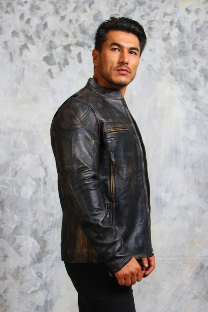 Men's Biker Vintage Leather Jacket - Vox Leather
