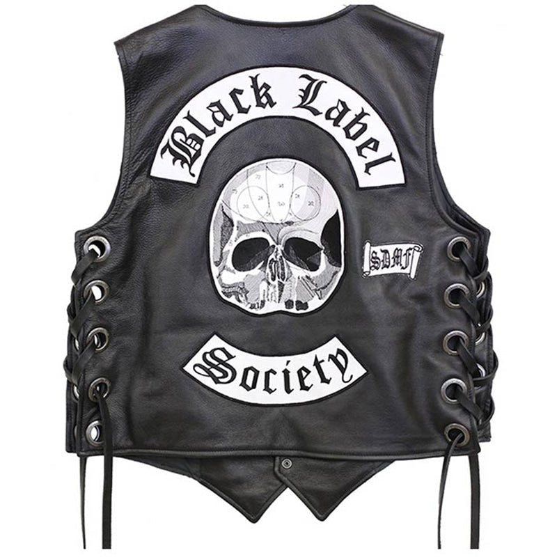 Men's Black Label Society Leather Vest - Vox Leather