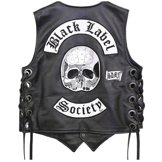Men's Black Label Society Leather Vest - Vox Leather