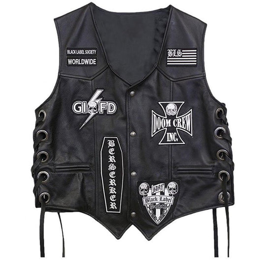 Men's Black Label Society Leather Vest - Vox Leather