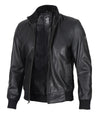 Mens Black Real Cowhide Leather Bomber Jacket - Vox Leather