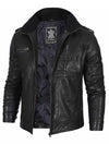 Mens Black Waxed Cafe Racer Leather Jacket - Rare Leather