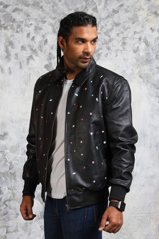 Men's Bomber Leather Jacket in Black "Good Times" - Rare Leather