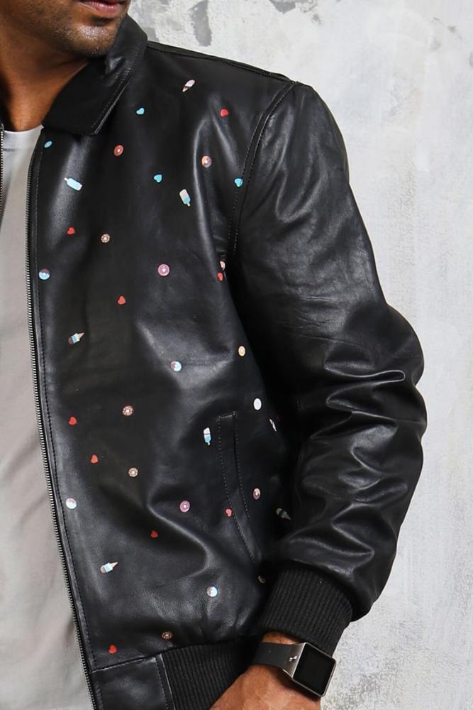Men's Bomber Leather Jacket in Black "Good Times" - Rare Leather