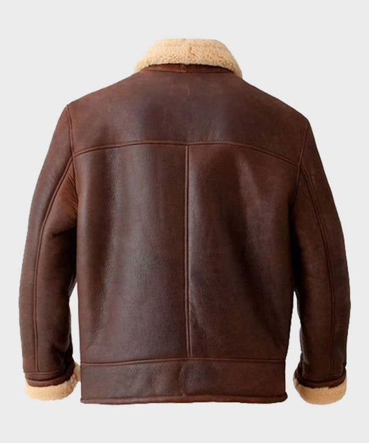 Mens Brown Aviator Shearling Leather Jacket - Rare Leather