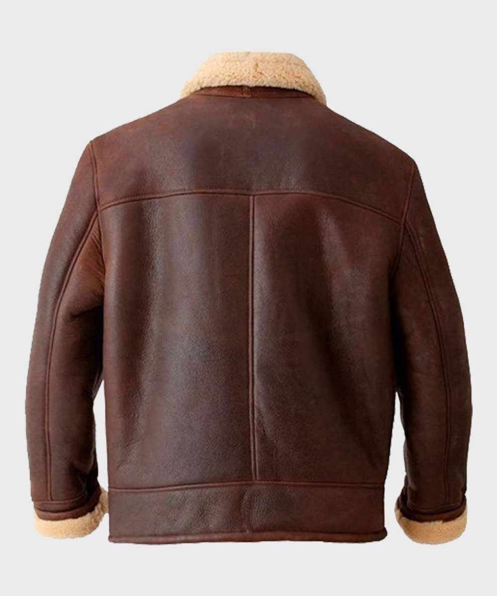Mens Brown Aviator Shearling Leather Jacket - Vox Leather