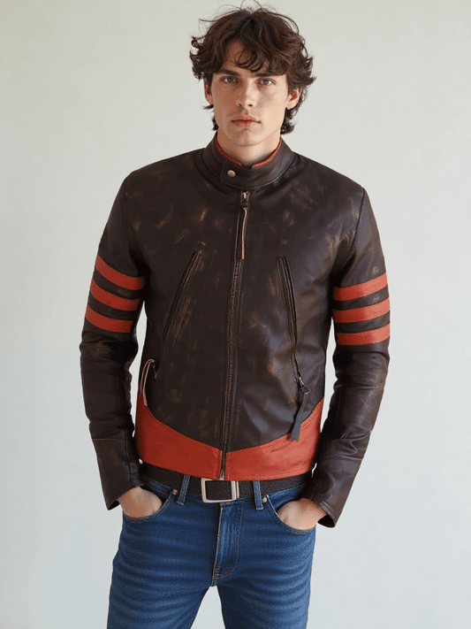 Mens Brown Cafe Racer Distressed Motorcycle Jacket - Vox Leather