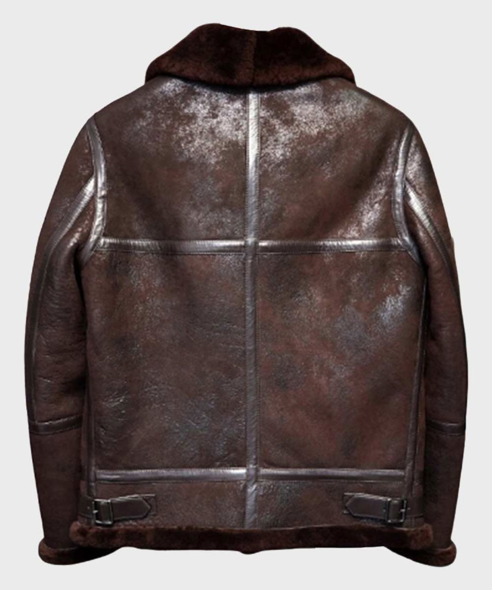 Men’s Brown Distressed B3 Shearling Leather Jacket - Rare Leather