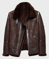 Men’s Brown Distressed B3 Shearling Leather Jacket - Rare Leather
