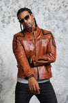 Men's Brown Leather Biker Jacket - Rare Leather