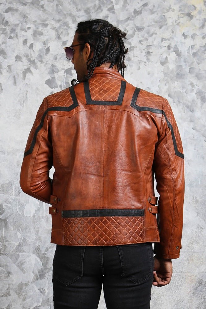 Men's Brown Leather Biker Jacket - Rare Leather