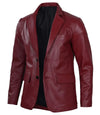 Men's Burgundy Real Leather Blazer - Rare Leather