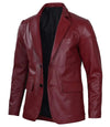Men's Burgundy Real Leather Blazer - Vox Leather
