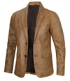 Mens Camel Brown Leather Blazer Jacket - Rare Leather
