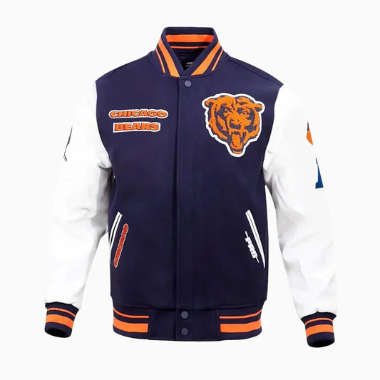 Men's Chicago Bears NFL Retro Classic Rib Wool Varsity Jacket - Vox Leather