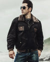 Mens Dark Brown Aviator Bomber Leather Jacket with Fur collar - Rare Leather