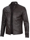 Men's Dark Brown Cafe Racer Leather Jacket - Rare Leather