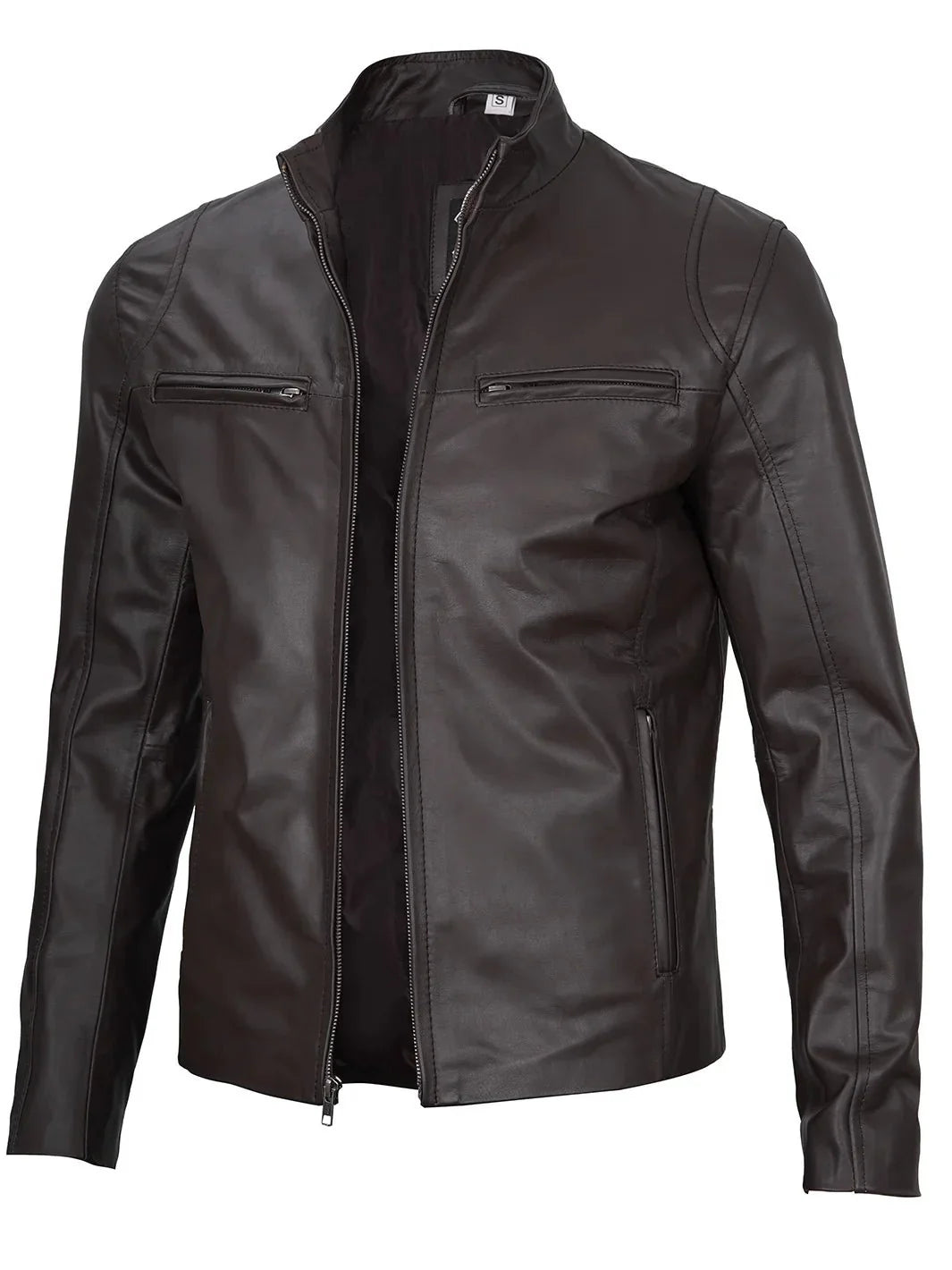 Men's Dark Brown Cafe Racer Leather Jacket - Rare Leather