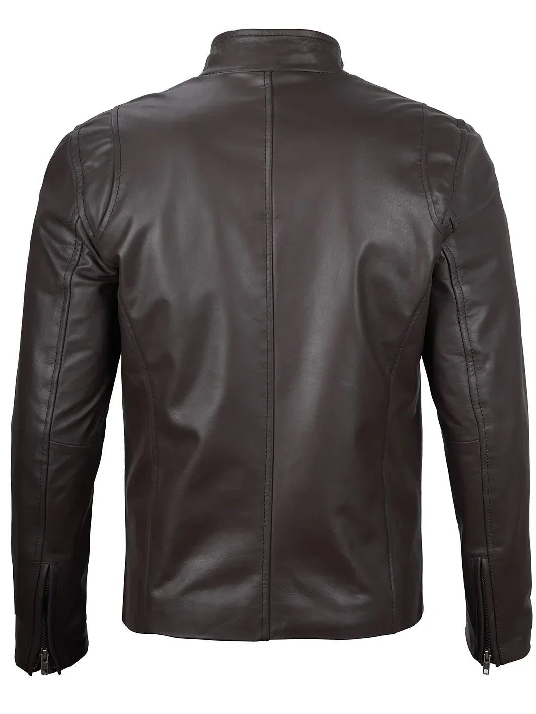 Men's Dark Brown Cafe Racer Leather Jacket - Rare Leather