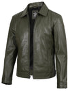 Men's Dark Green Harrington Leather Jacket - Rare Leather
