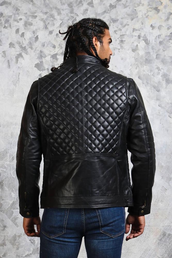 Men's Diamond Quilted Leather Jacket - Rare Leather